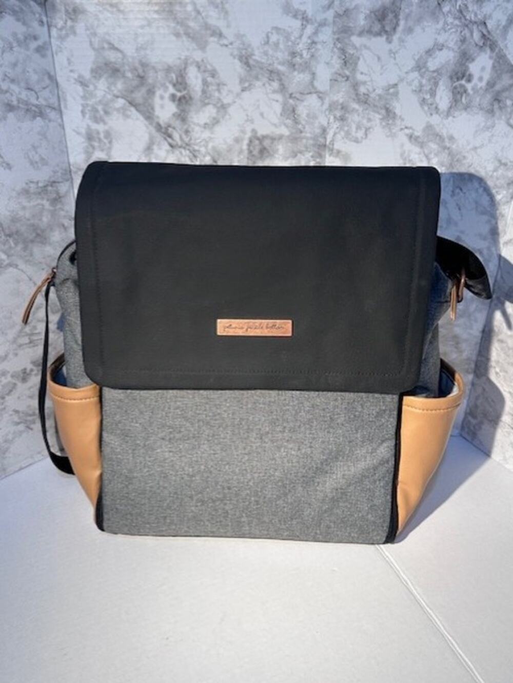 Petunia Pickle Bottom Boxy Diaper Bag Black Gray Caramel Backpack Messenger